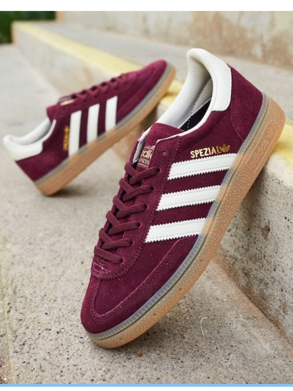 adidas Maroon Suede Sneakers with White Stripes